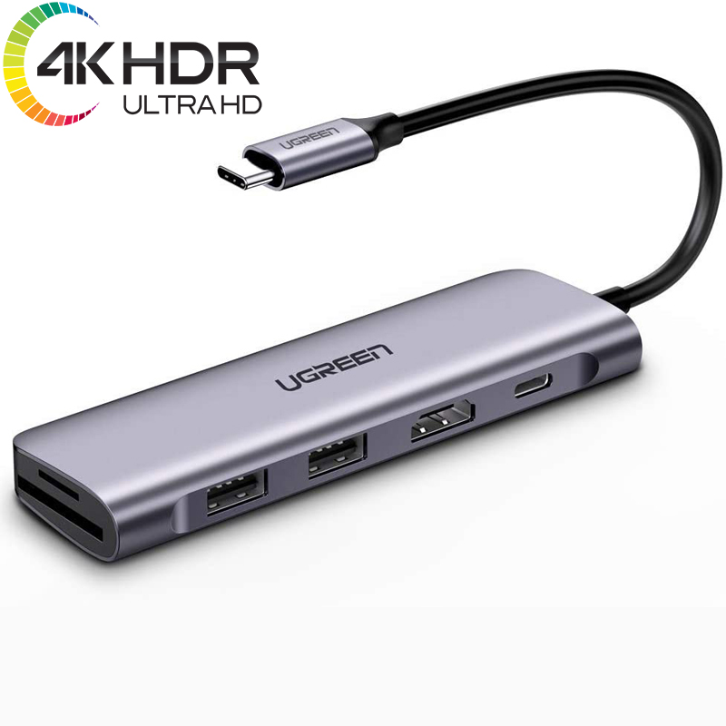 HUB USB-C to HDMI kèm Hub 2 USB 3.0 + SD/TF Cao Cấp Ugreen 70411 (Có ...