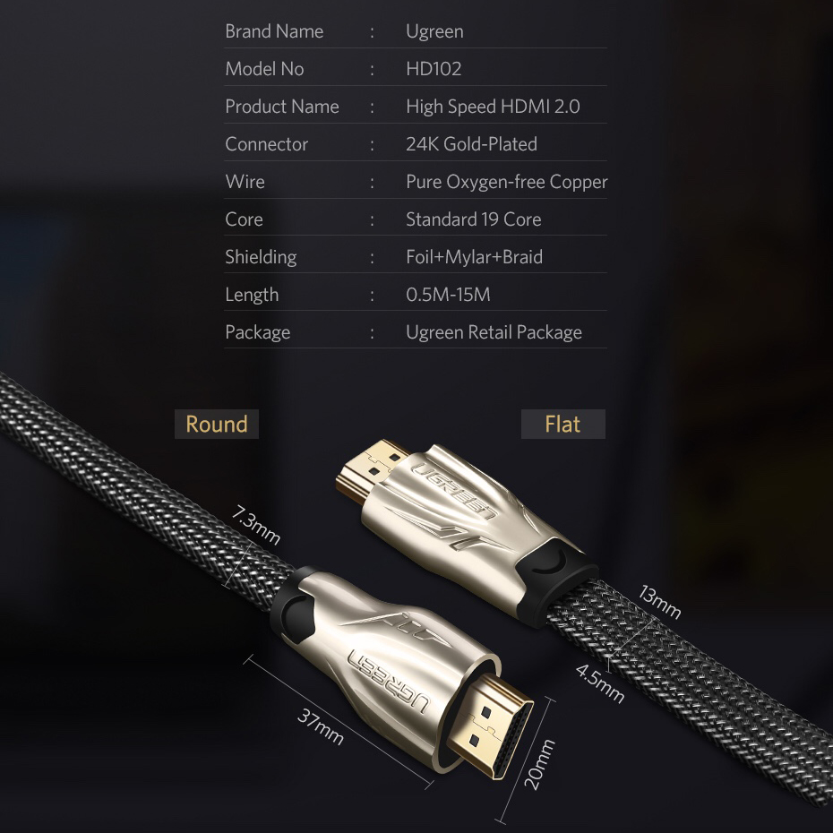 ugreen2011197202 cap-hdmi-1-4-boc-luoi-ho-tro-3d-4k-full-hd-dai-15m-cao-cap-ugreen-11197