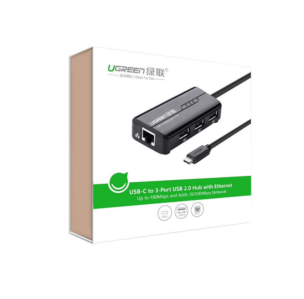 ugreen2030289207-1 usb-c-to-lan-kem-hub-usb-2-0-3-cong-cao-cap-ugreen-30289