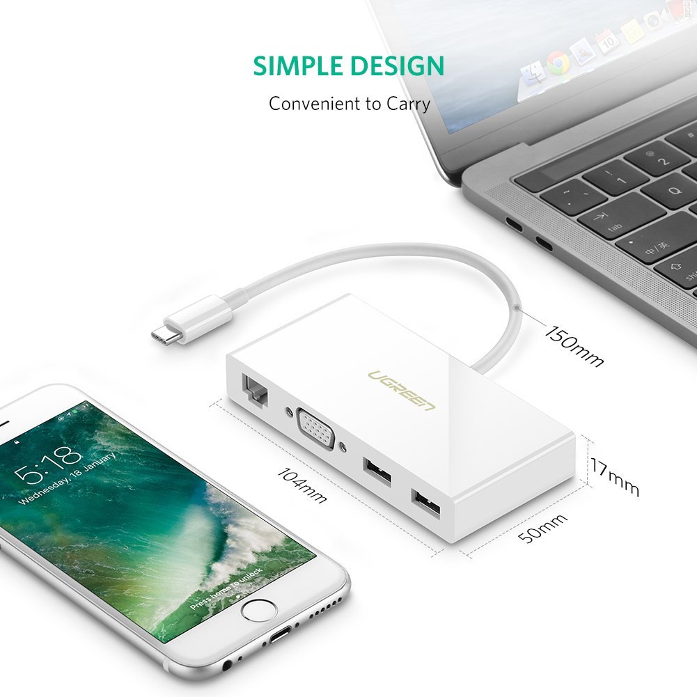 ugreen2040378205-1 cap-usb-c-to-vga-lan-10-100mbps-hub-usb-3-0-ugreen-40378