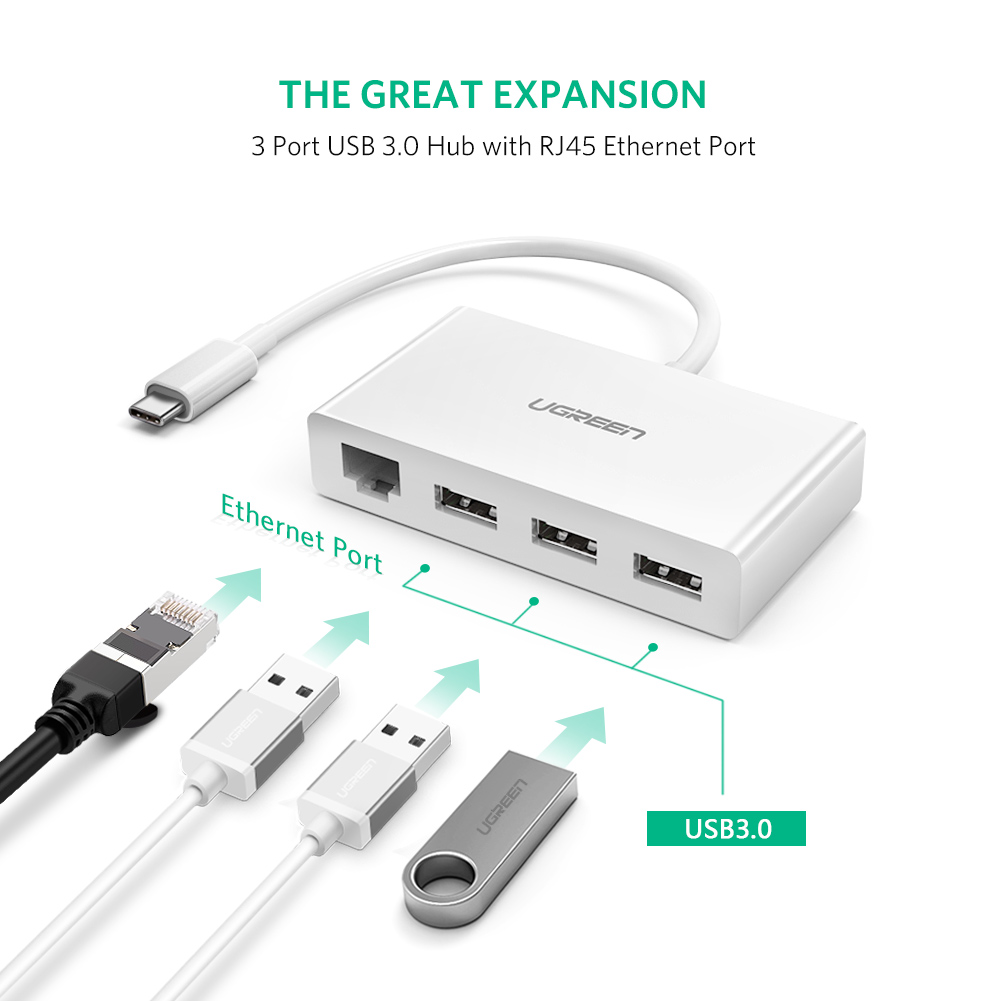 ugreen2040382203-1 usb-c-to-lan-10-100mbps-hub-3-cong-usb-3-1-ugreen-40382-1