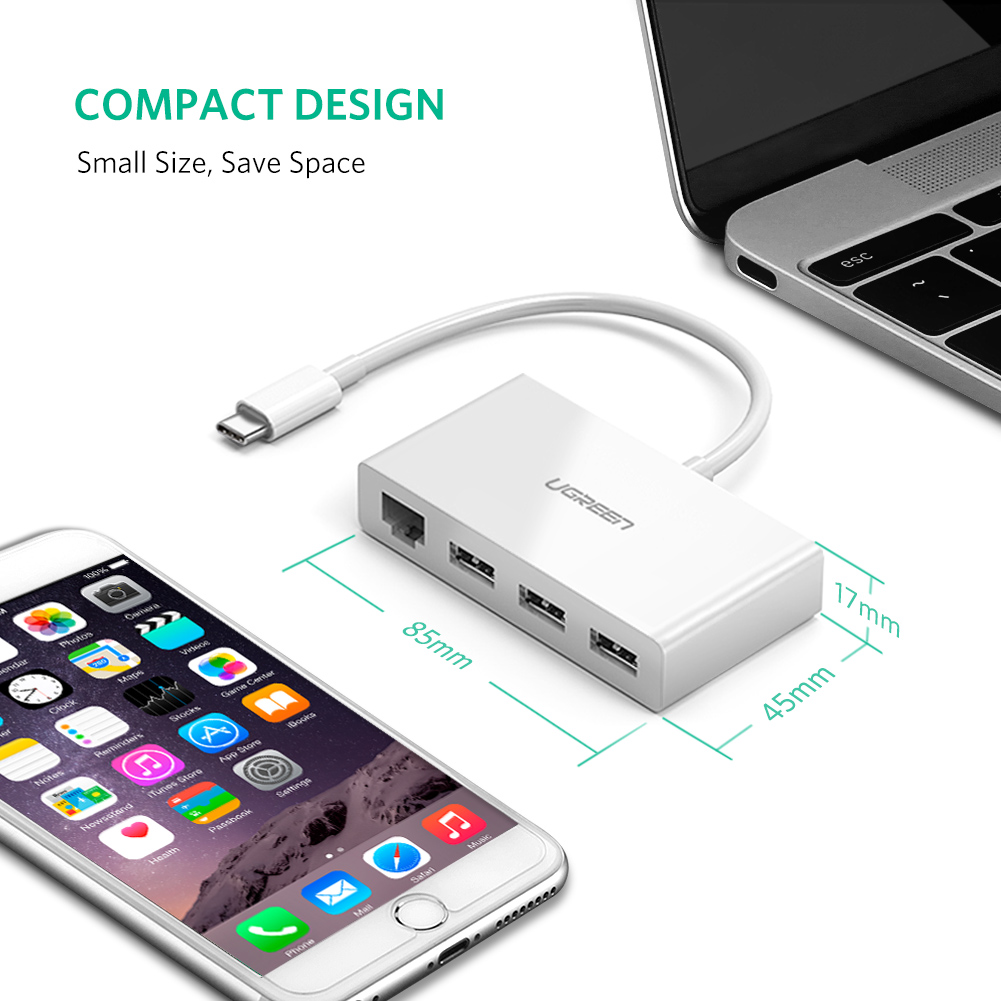 ugreen2040382207-1 usb-c-to-lan-10-100mbps-hub-3-cong-usb-3-1-ugreen-40382-1