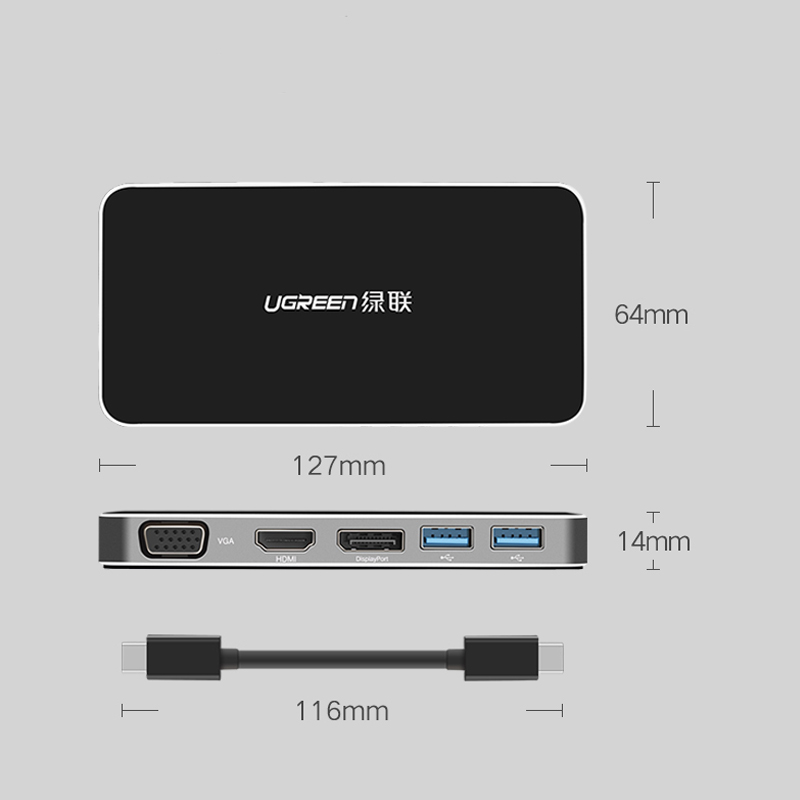 ugreen2040872205-1 bo-chuyen-usb-type-c-to-hdmi-displayport-vga-usb-3-1-cao-cap-ugreen-40872
