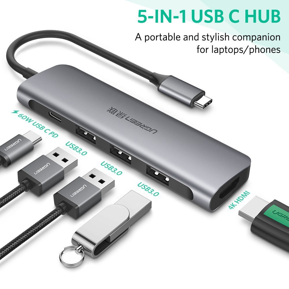 ugreen2050209209-1 bo-chuyen-usb-c-to-hdmi-kem-hub-usb-3-0-cao-cap-ugreen-50209