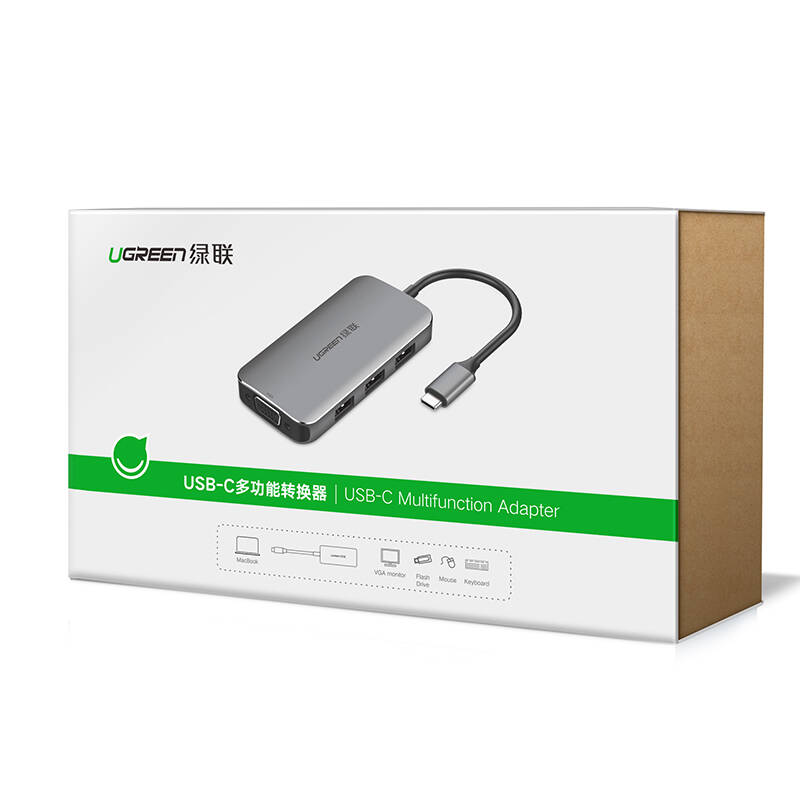 ugreen2050210204-1 bo-chuyen-usb-c-sang-vga-kem-hub-usb-3-0-cao-cap-ugreen-50210